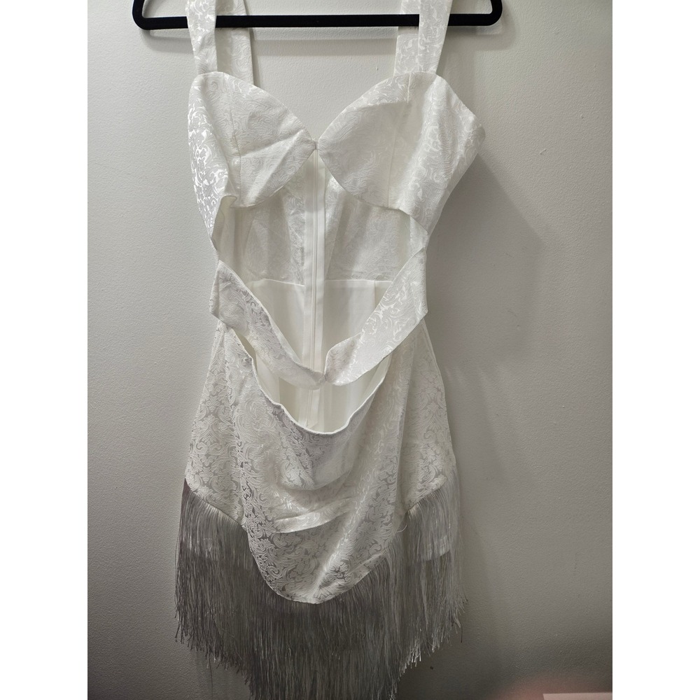 Elegant White Mini Dress with Fringe
